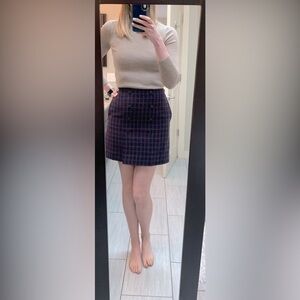 Navy and red plaid skirt with pockets